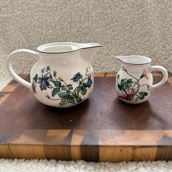 VTG Villeroy and Boch Botanica teapot MISSING lid + cream small pitcher set lot - Picture 1 of 8